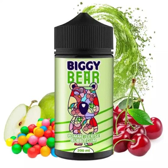 🍏🍒🍬 E-liquide Pomme Cerise Bubble Gum 200ml Biggy Bear