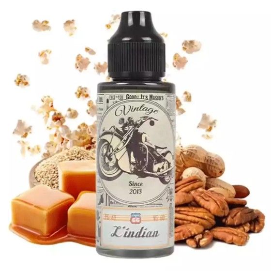 🍿🥜 E-liquid L'indian 100ml Vintage by Juice 66 - Popcorn, pecan, caramel, peanut, sesame