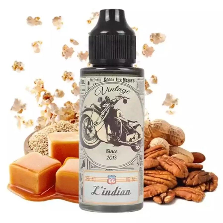 🍿🥜 E-liquid L'indian 100ml Vintage by Juice 66 - Popcorn, pecan, caramel, peanut, sesame