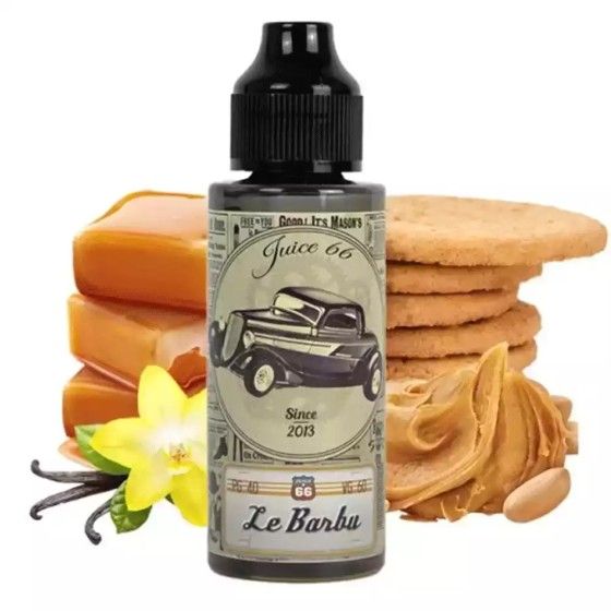 🍰🥜 E-liquide Le Barbu 100ml Vintage by Juice 66 - Gâteau doré, beurre de cacahuète, vanille, caramel