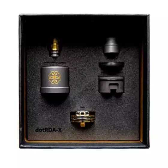 Contents of the DotRDA X 23mm dripper pack by dotMod - Guaranteed authenticity.