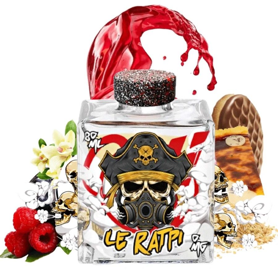 E-liquide Le Ratpi 80ml Vape Institut avec  des motifs derrière la bouteille